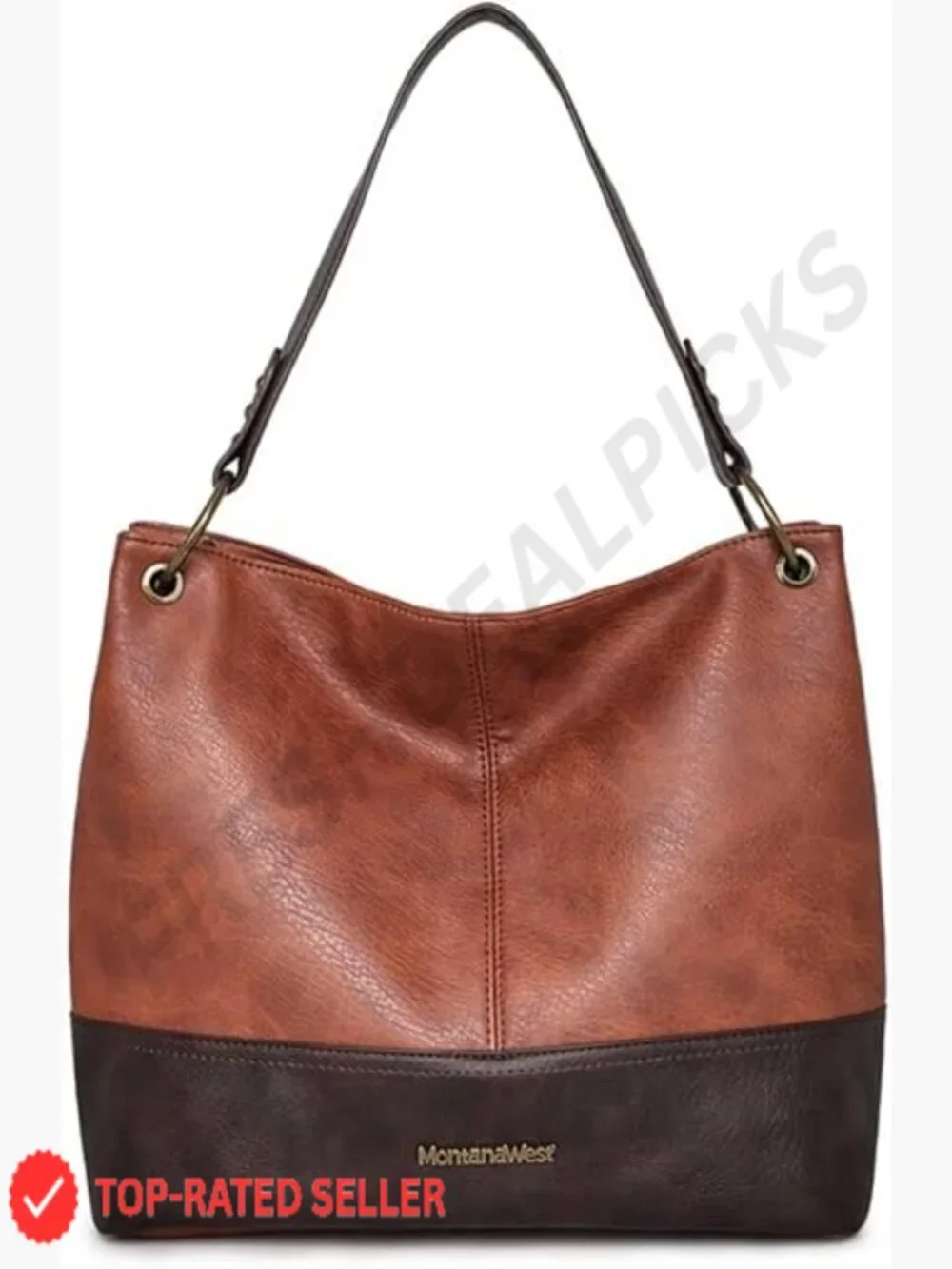 Chic Hobo Bag with Contrast Trim - Large Capacity Shoulder Tote Vegan Leather